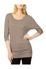 Niobe Clothing 3/4 Sleeve Dolman Top with Side Shirring - Tunics