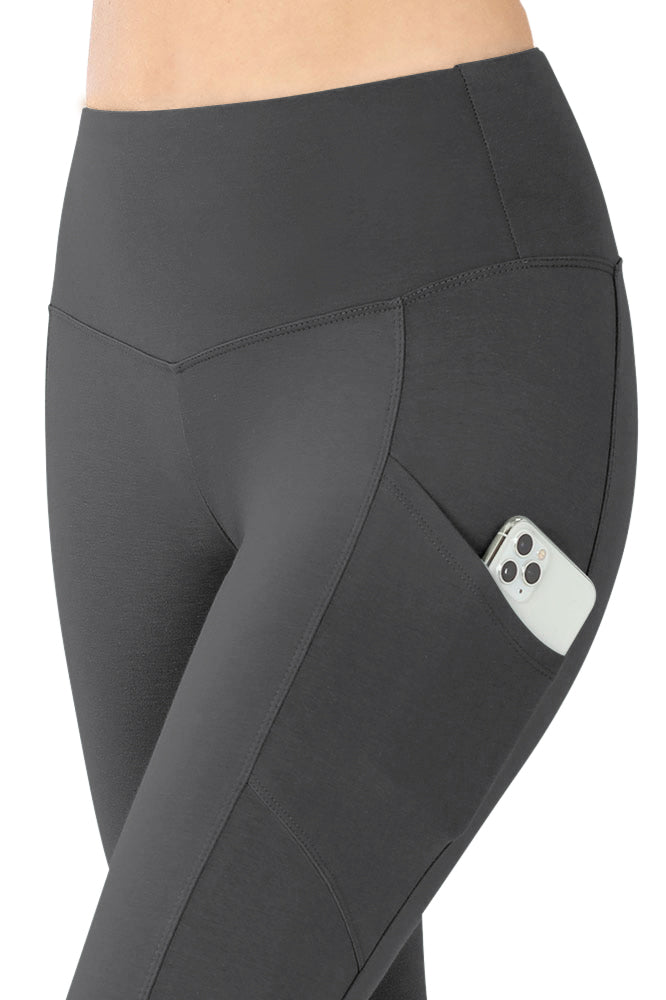 Zenana High Waist Solid Cotton Yoga Pants Work Out Leggings w/Pockets - Leggings sb_bottoms