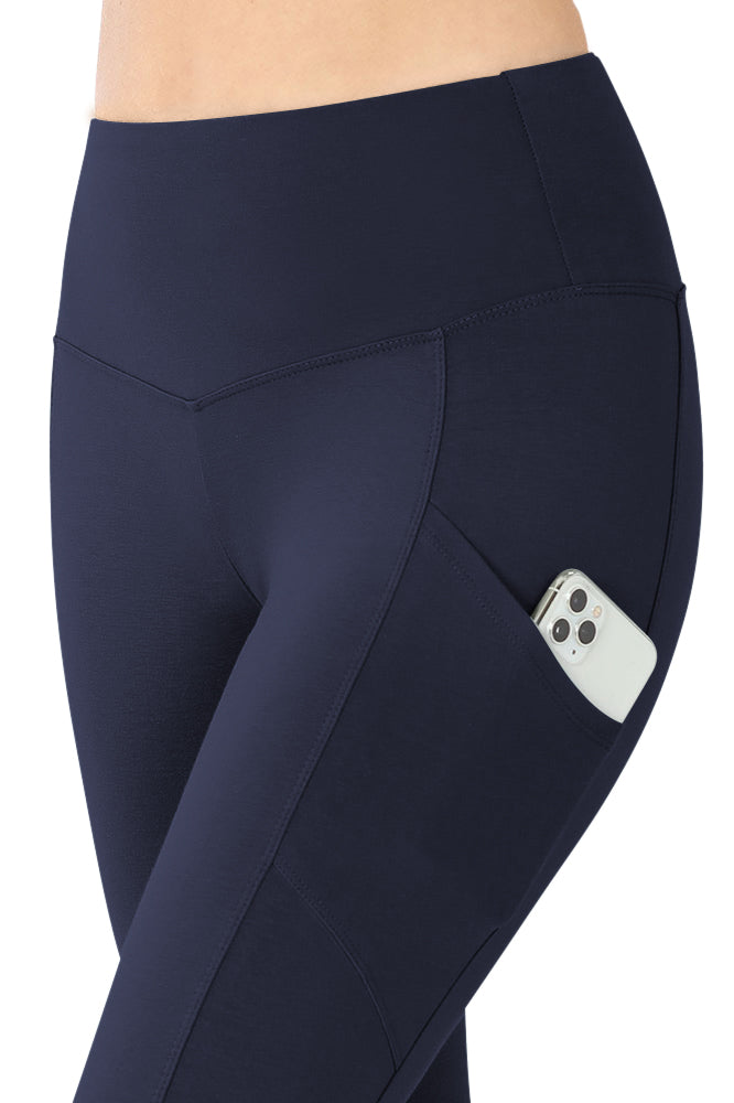 Zenana High Waist Solid Cotton Yoga Pants Work Out Leggings w/Pockets - Leggings sb_bottoms