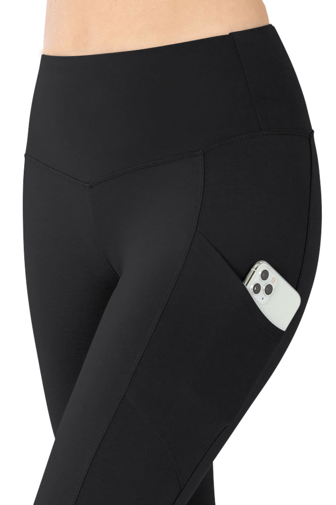 Zenana High Waist Solid Cotton Yoga Pants Work Out Leggings w/Pockets - Leggings sb_bottoms