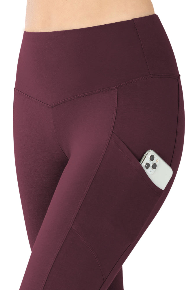 Zenana High Waist Solid Cotton Yoga Pants Work Out Leggings w/Pockets - Leggings sb_bottoms
