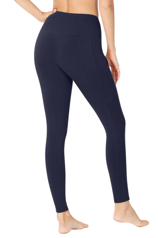 Zenana High Waist Solid Cotton Yoga Pants Work Out Leggings w/Pockets - Leggings sb_bottoms