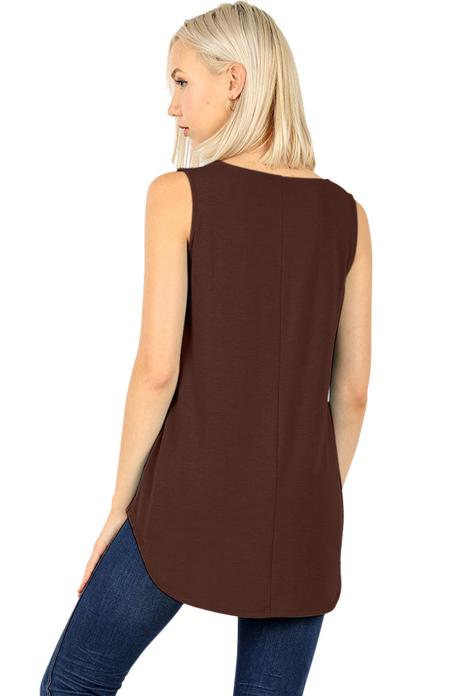 Zenana Cotton Sleeveless Round Neck Tank Top - Tank Tops sb_tops
