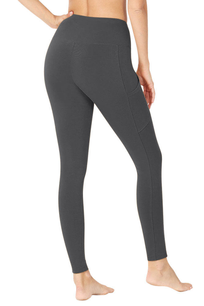 Zenana High Waist Solid Cotton Yoga Pants Work Out Leggings w/Pockets - Leggings sb_bottoms