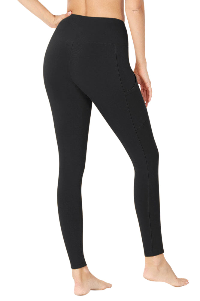 Zenana High Waist Solid Cotton Yoga Pants Work Out Leggings w/Pockets - Leggings sb_bottoms