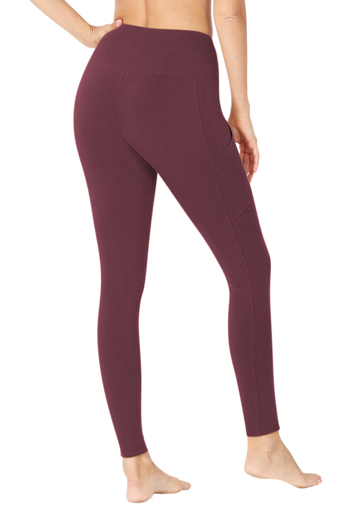 Zenana High Waist Solid Cotton Yoga Pants Work Out Leggings w/Pockets - Leggings sb_bottoms