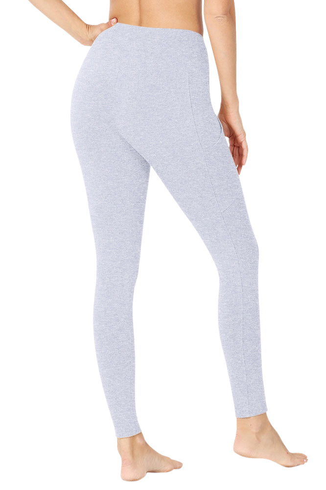 Zenana High Waist Solid Cotton Yoga Pants Work Out Leggings w/Pockets - Leggings sb_bottoms