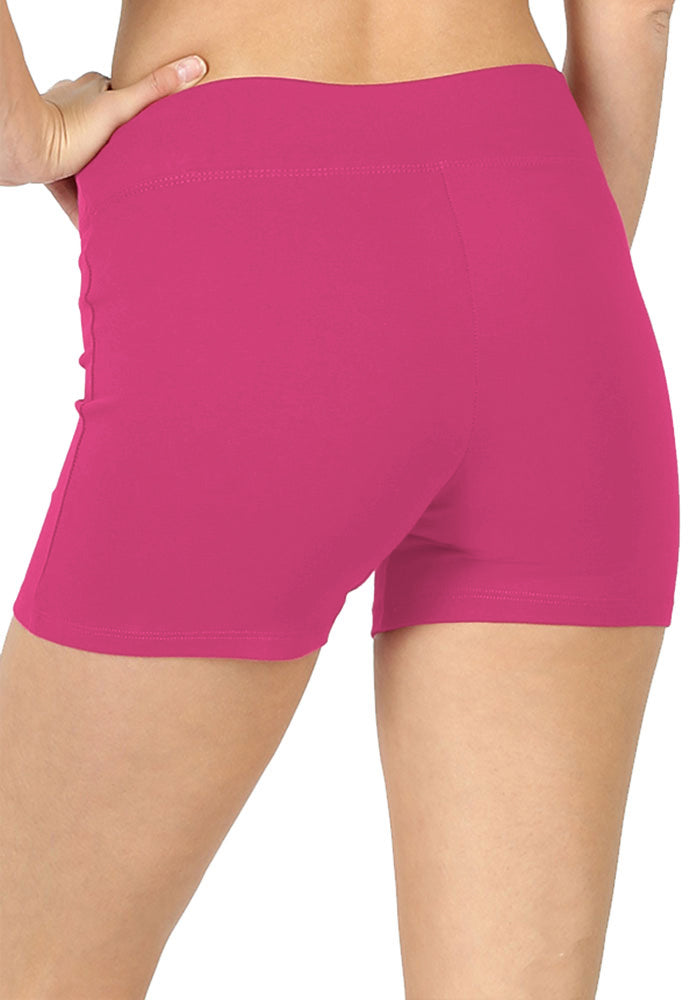 Zenana Cotton Workout Thick Band Biker Running Shorts - Legging Shorts sb_bottoms