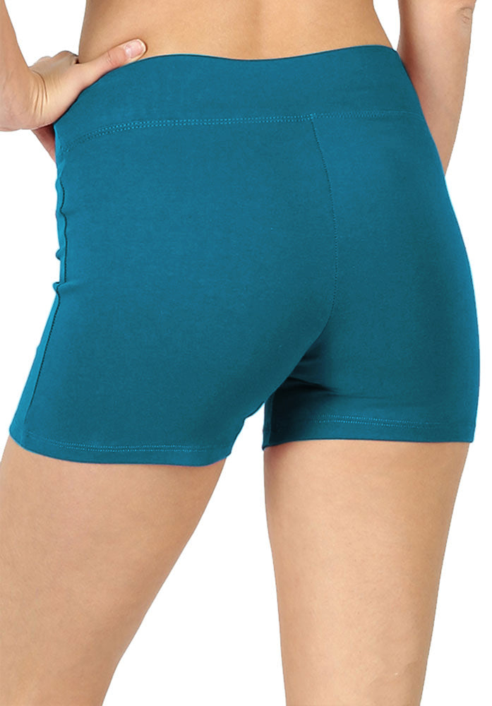 Zenana Cotton Workout Thick Band Biker Running Shorts - Legging Shorts sb_bottoms