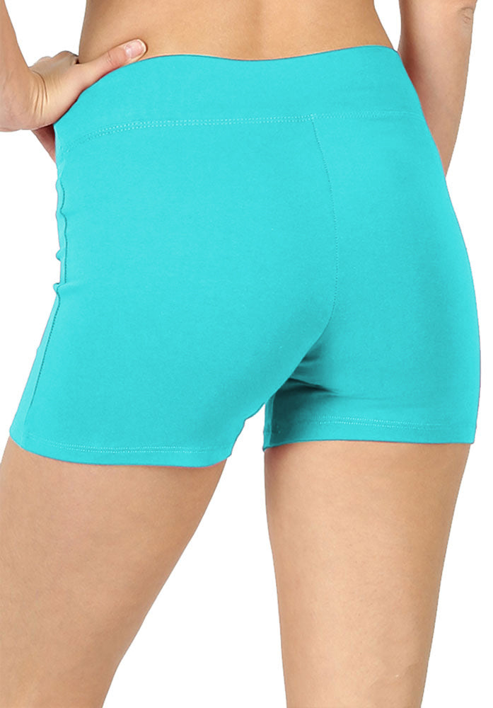Zenana Cotton Workout Thick Band Biker Running Shorts - Legging Shorts sb_bottoms