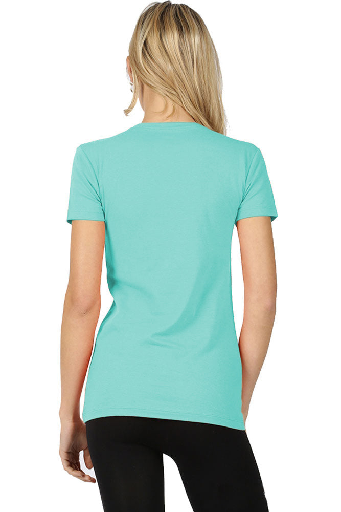 Womens Basic Cotton Crew Neck Short Sleeve Long Tee Shirt Tops- Niobe Clothing