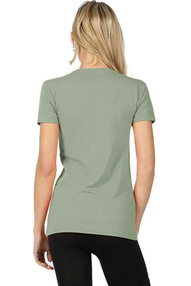Zenana Cotton Crew Neck Short Sleeve Long Tee Shirt - T-Shirts sb_tops