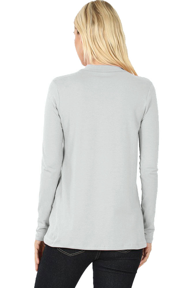 Zenana Cotton Long Sleeve Mock Neck - Shirts sb_tops