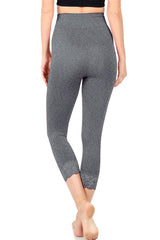 Zenana High Waist Seamless Nylon Capri Lace Trim Leggings - sb_bottoms