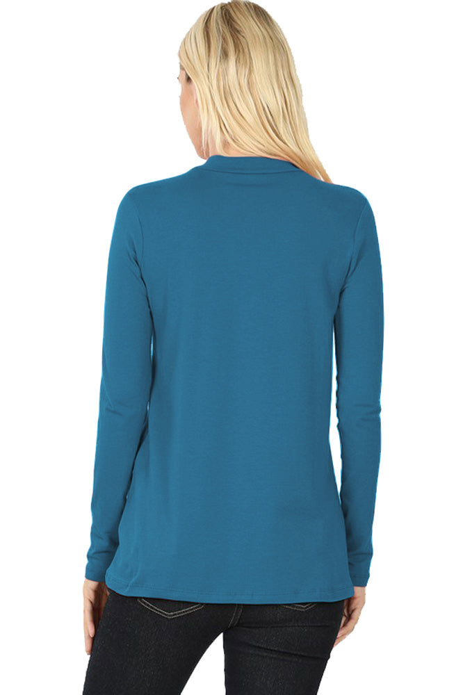 Zenana Cotton Long Sleeve Mock Neck - Shirts sb_tops