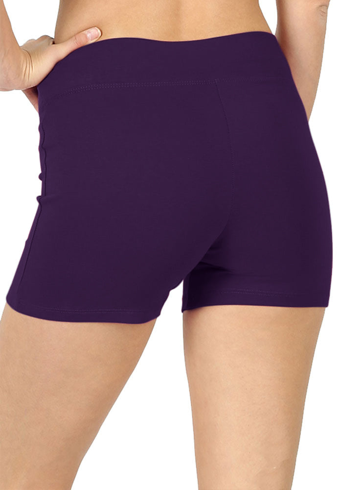 Zenana Cotton Workout Thick Band Biker Running Shorts - Legging Shorts sb_bottoms