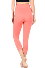 Zenana High Waist Seamless Nylon Capri Lace Trim Leggings - sb_bottoms