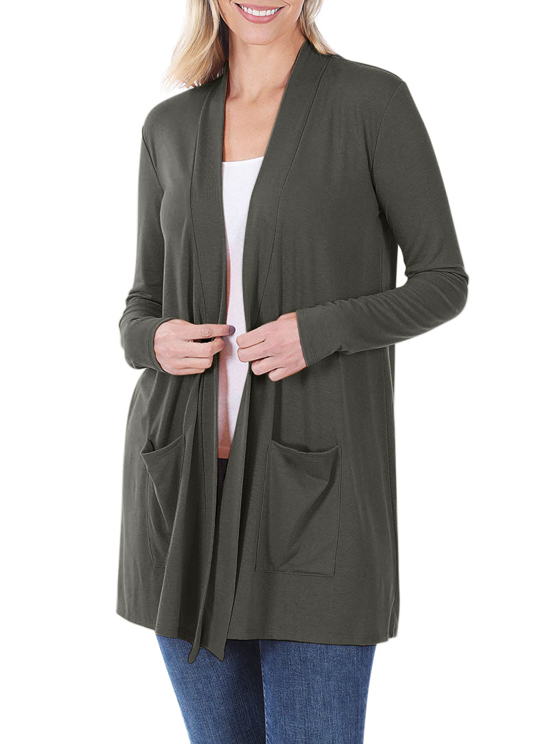 Zenana Long Sleeve Draped Slouchy Cardigan - Cardigans sb_outerwear