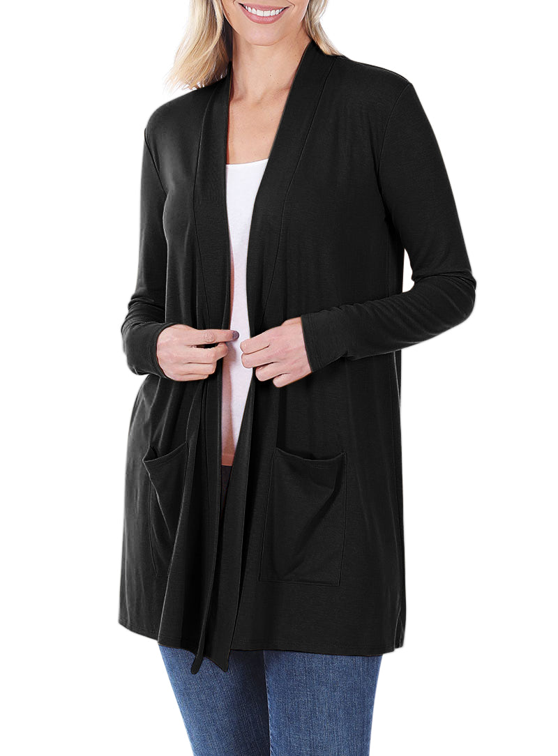 Zenana Long Sleeve Draped Slouchy Cardigan - Cardigans sb_outerwear