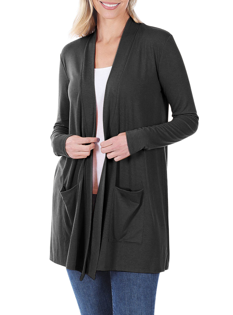 Zenana Long Sleeve Draped Slouchy Cardigan - Cardigans sb_outerwear