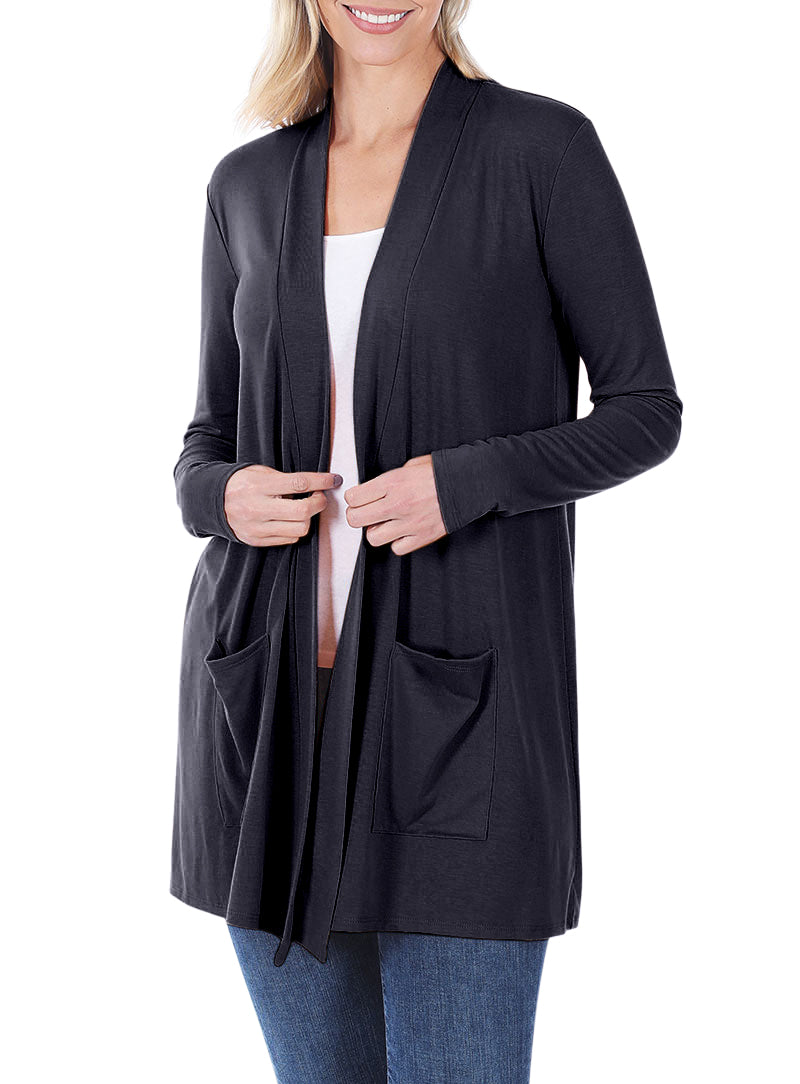 Zenana Long Sleeve Draped Slouchy Cardigan - Cardigans sb_outerwear