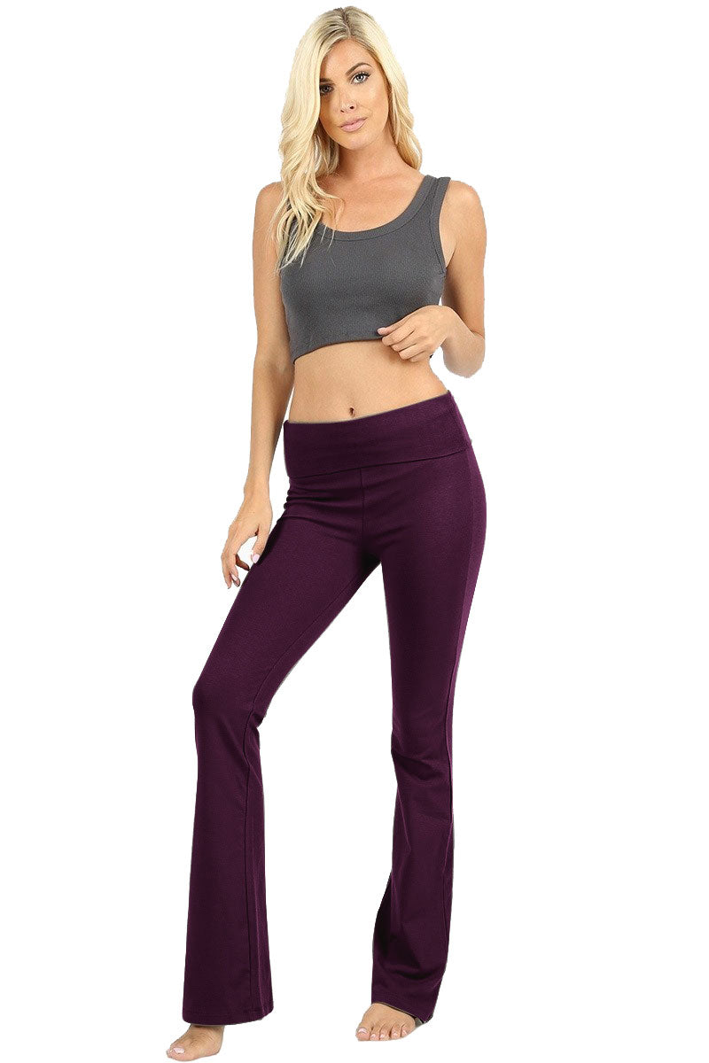 Zenana Cotton Flared Yoga Pants - Leggings sb_bottoms