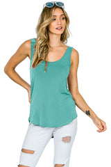 Emma's Closet High Low Asymmetric Side Hem Scoop Neck Tank Top - Tops