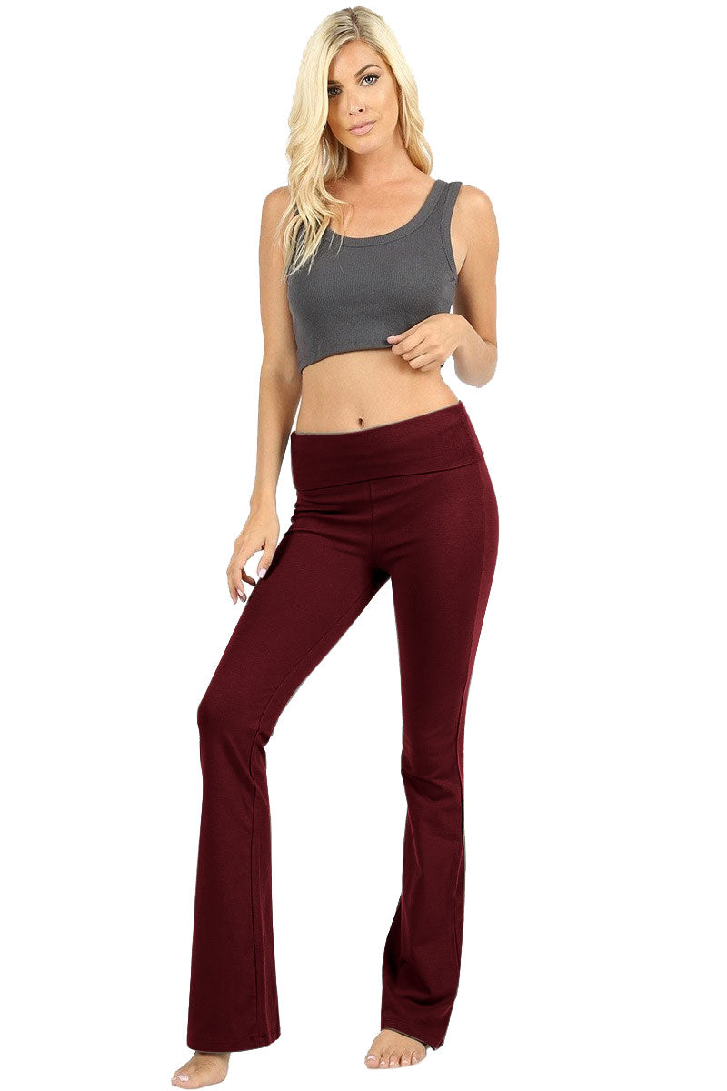 Zenana Cotton Flared Yoga Pants - Leggings sb_bottoms