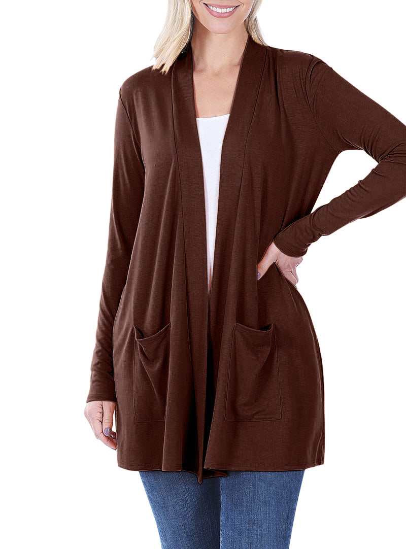 Zenana Long Sleeve Draped Slouchy Cardigan - Cardigans sb_outerwear