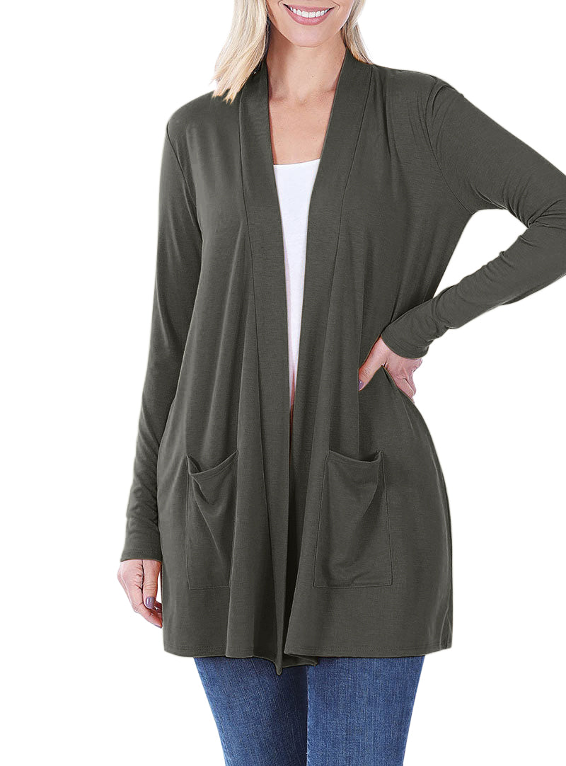 Zenana Long Sleeve Draped Slouchy Cardigan - Cardigans sb_outerwear