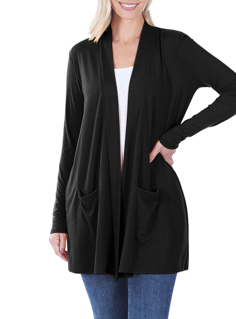 Zenana Long Sleeve Draped Slouchy Cardigan - Cardigans sb_outerwear