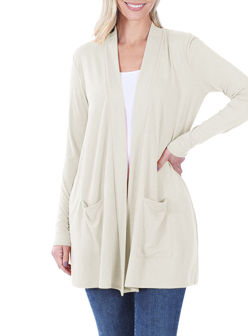 Zenana Long Sleeve Draped Slouchy Cardigan - Cardigans sb_outerwear
