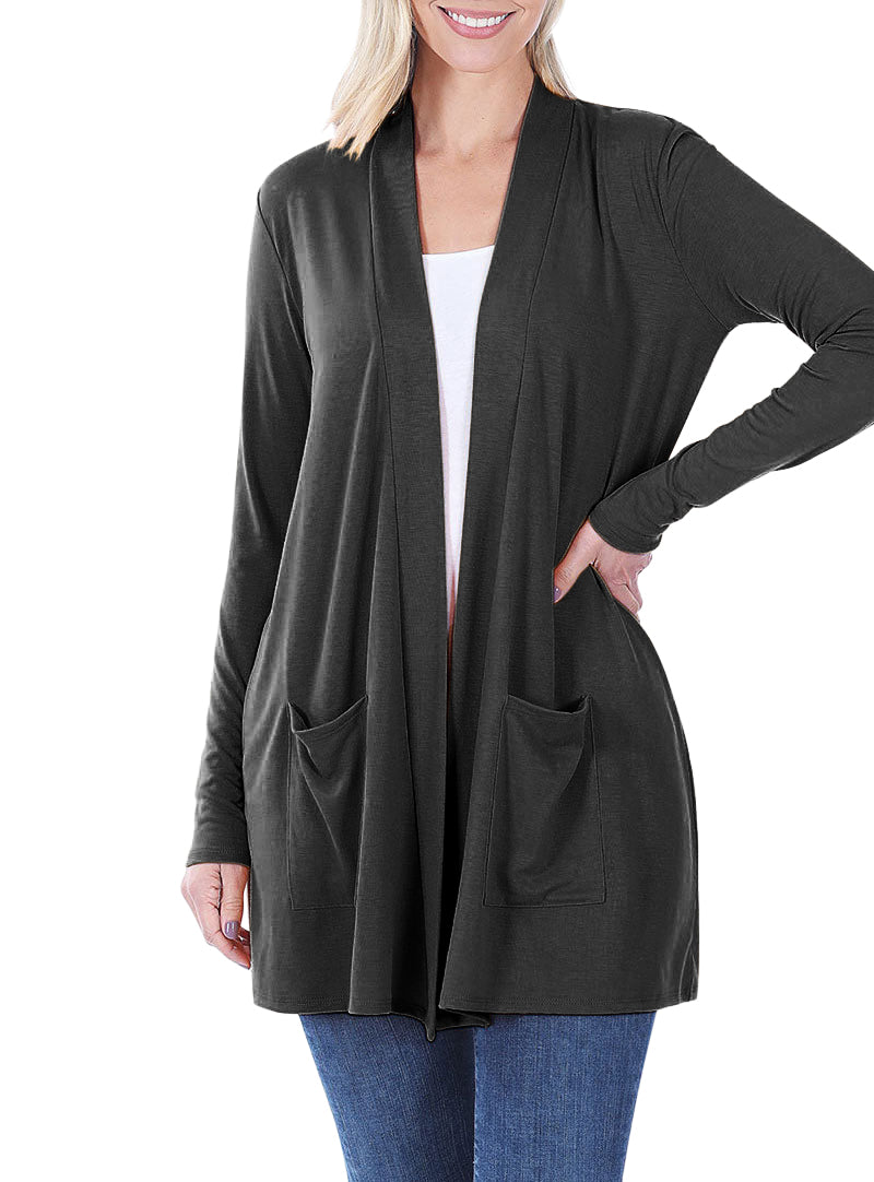 Zenana Long Sleeve Draped Slouchy Cardigan - Cardigans sb_outerwear