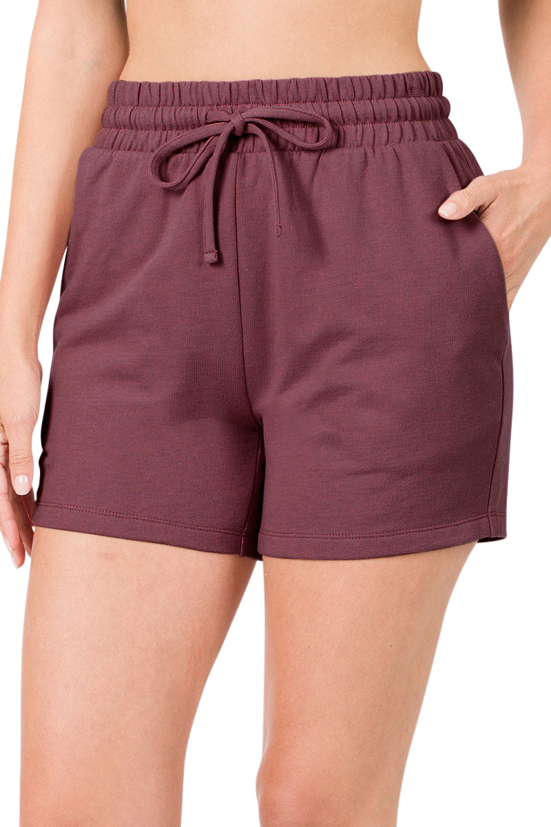 Zenana French Terry Drawstring Waist Shorts - Shorts sb_bottoms