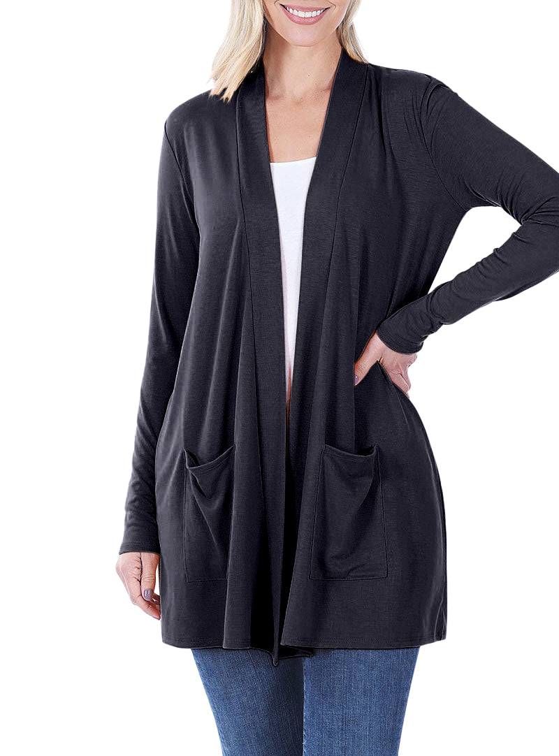 Zenana Long Sleeve Draped Slouchy Cardigan - Cardigans sb_outerwear