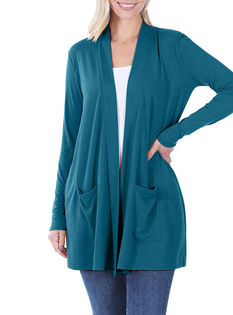 Zenana Long Sleeve Draped Slouchy Cardigan - Cardigans sb_outerwear