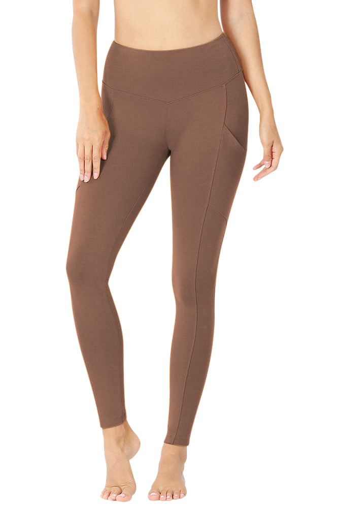Zenana High Waist Solid Cotton Yoga Pants Work Out Leggings w/Pockets - Leggings sb_bottoms