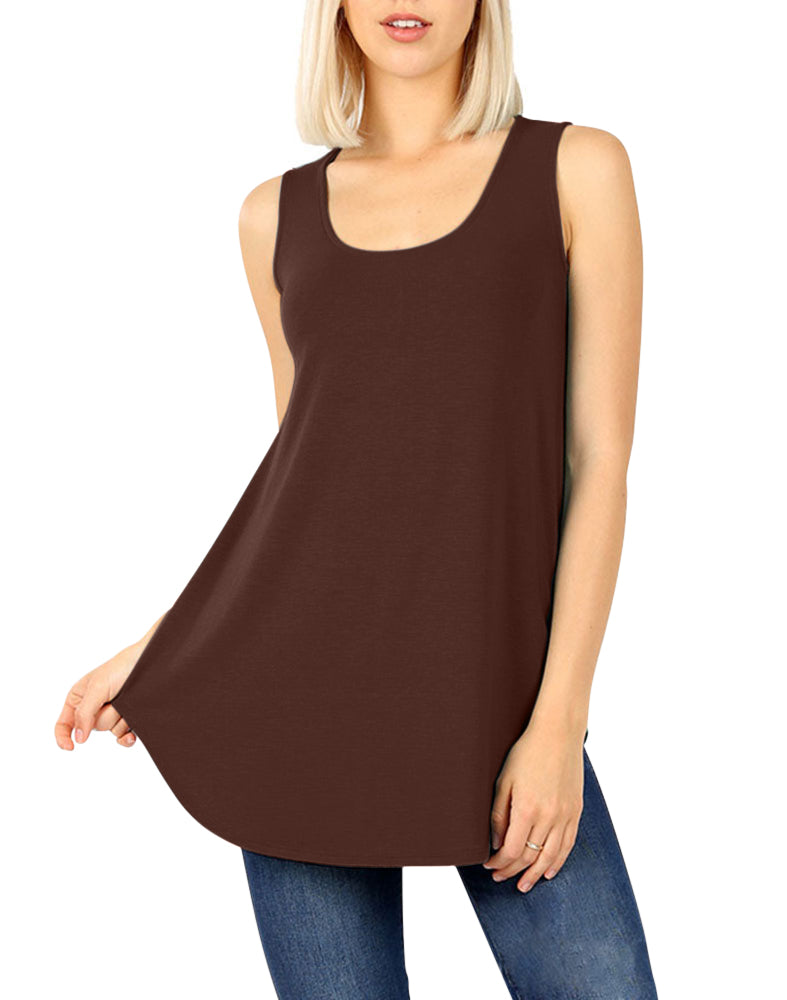 Zenana Cotton Sleeveless Round Neck Tank Top - Tank Tops sb_tops