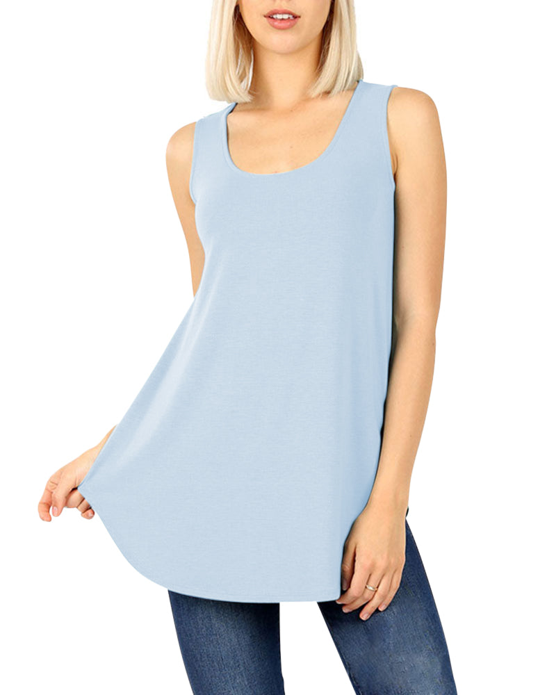 Zenana Cotton Sleeveless Round Neck Tank Top - Tank Tops sb_tops