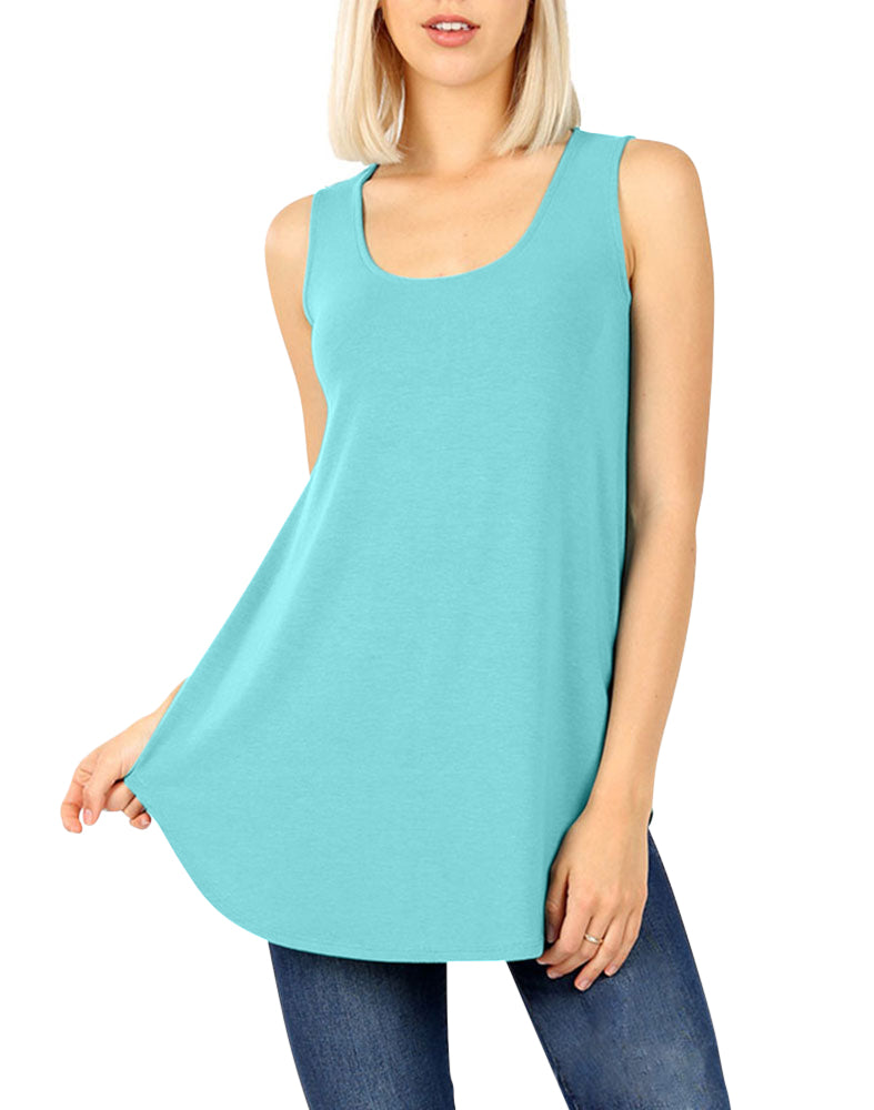 Zenana Cotton Sleeveless Round Neck Tank Top - Tank Tops sb_tops