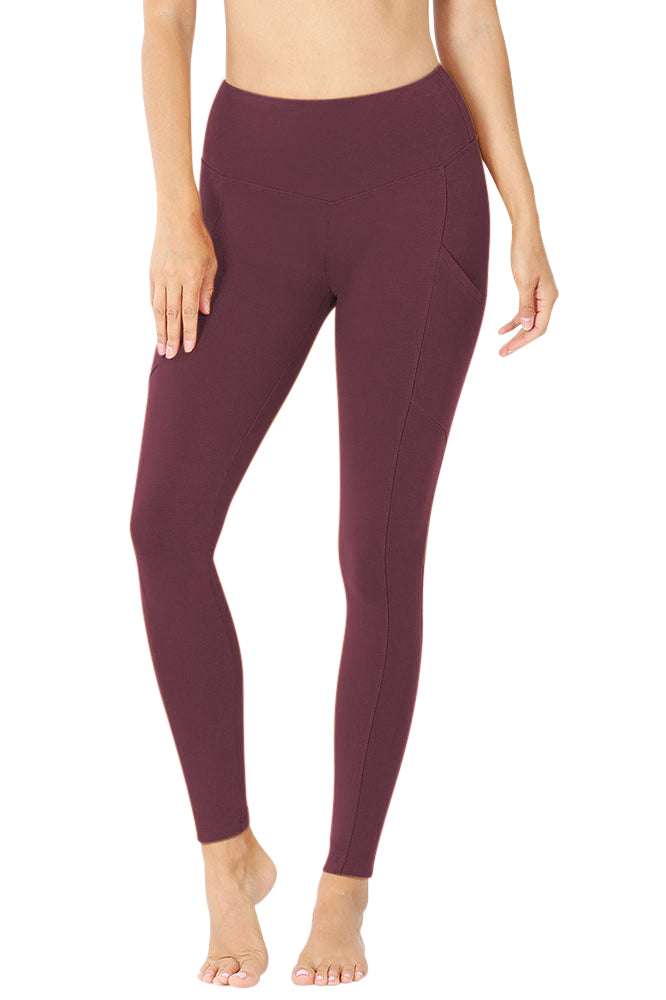 Zenana High Waist Solid Cotton Yoga Pants Work Out Leggings w/Pockets - Leggings sb_bottoms