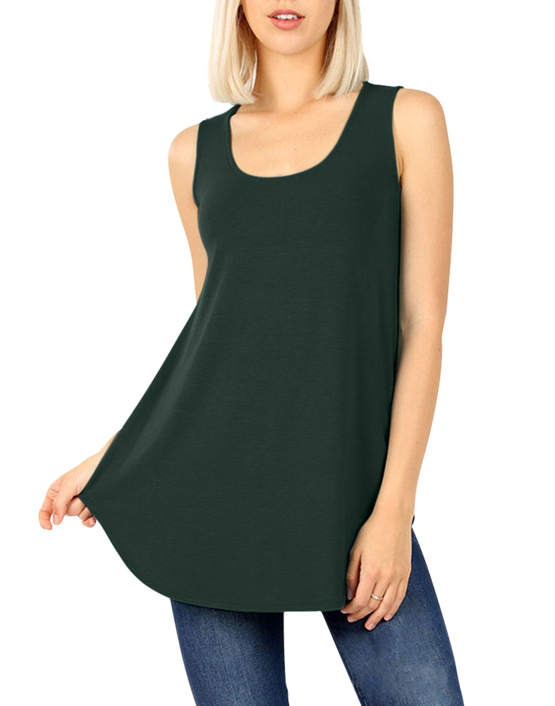 Zenana Cotton Sleeveless Round Neck Tank Top - Tank Tops sb_tops