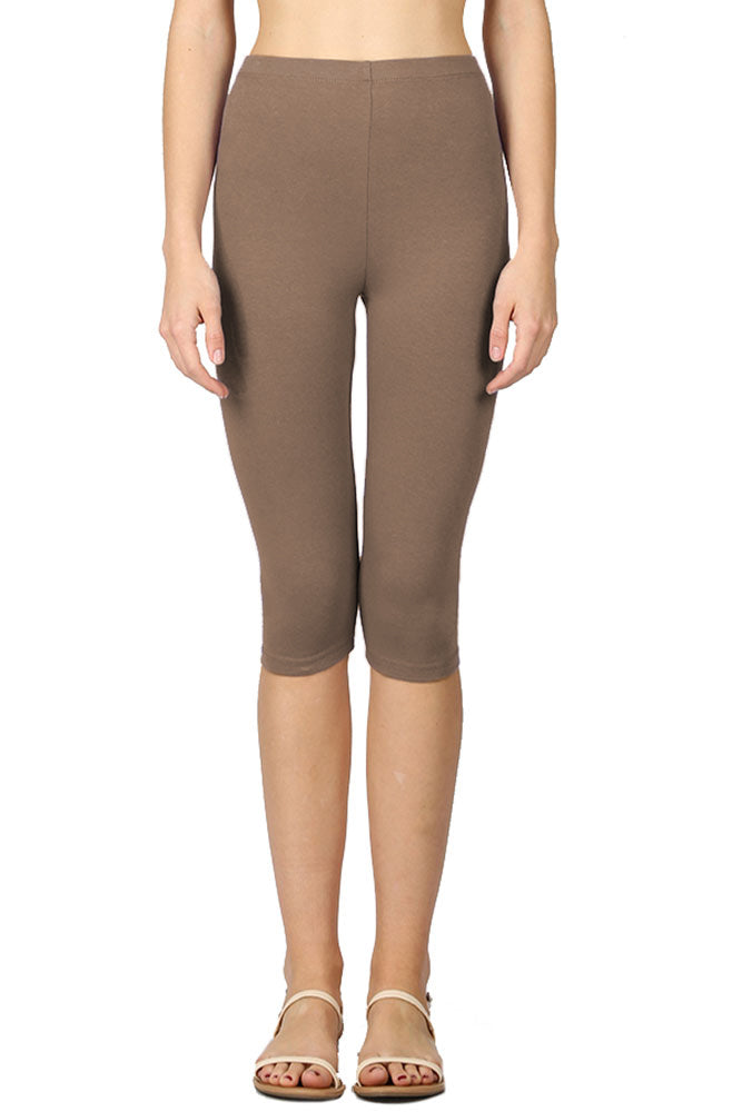 Zenana High Waist Cotton Capri Leggings - Legging Shorts sb_bottoms
