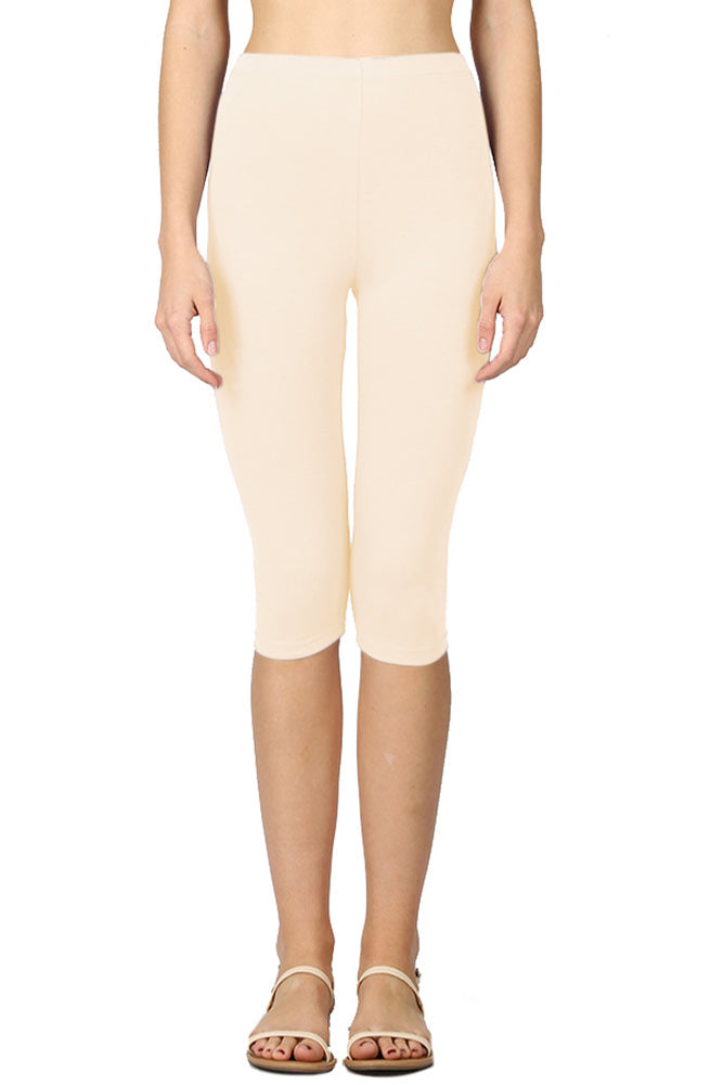 Zenana High Waist Cotton Capri Leggings - Legging Shorts sb_bottoms
