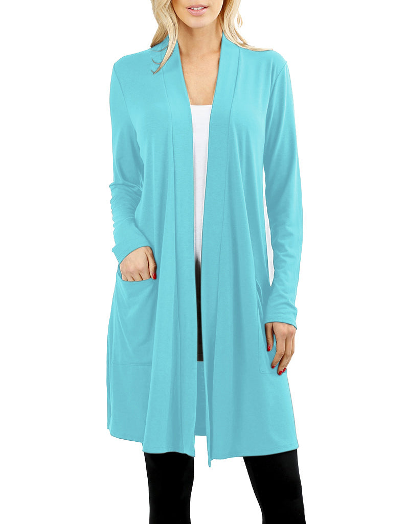 Zenana Long Sleeve Draped Long Cardigan - Cardigans sb_outerwear