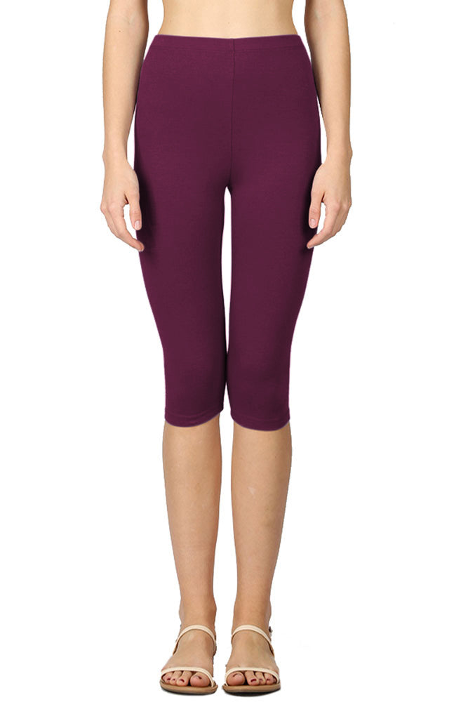 Zenana High Waist Cotton Capri Leggings - Legging Shorts sb_bottoms