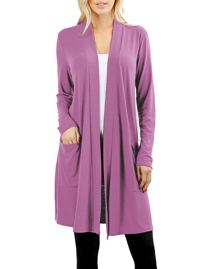 Zenana Long Sleeve Draped Long Cardigan - Cardigans sb_outerwear