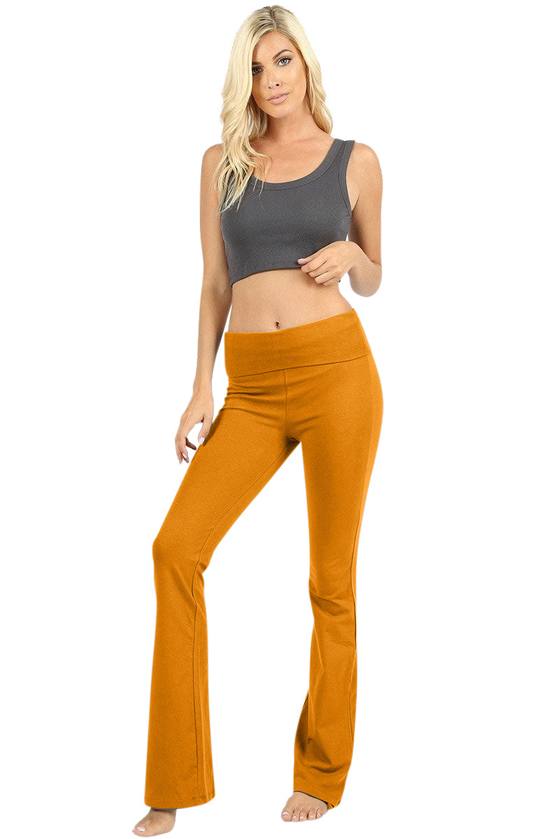 Zenana Cotton Flared Yoga Pants - Leggings sb_bottoms