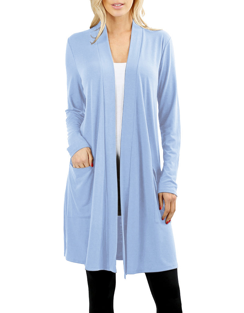 Zenana Long Sleeve Draped Long Cardigan - Cardigans sb_outerwear