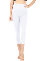 Zenana High Waist Seamless Nylon Capri Lace Trim Leggings - sb_bottoms